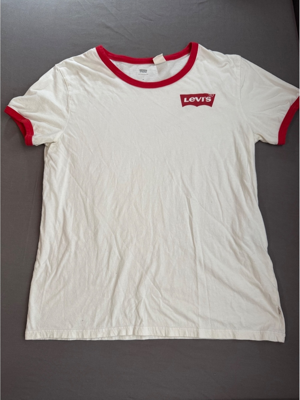 Levi's White and Red Ringer T-Shirt, Size M